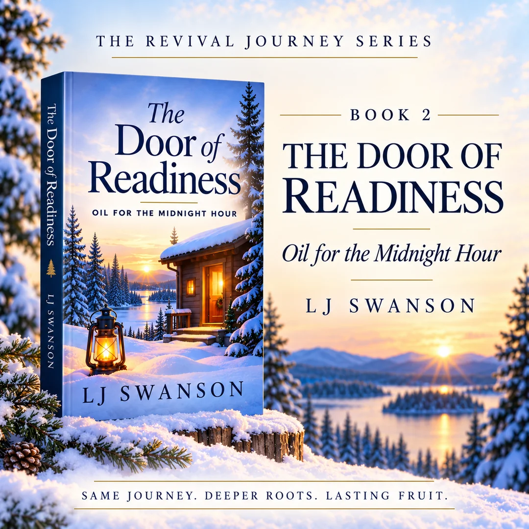 The Door of Readiness, Book 2 in The Revival Journey Series, pictured against a snowy northern Minnesota landscape