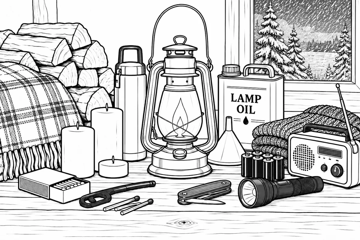 Lantern, oil, and winter supplies