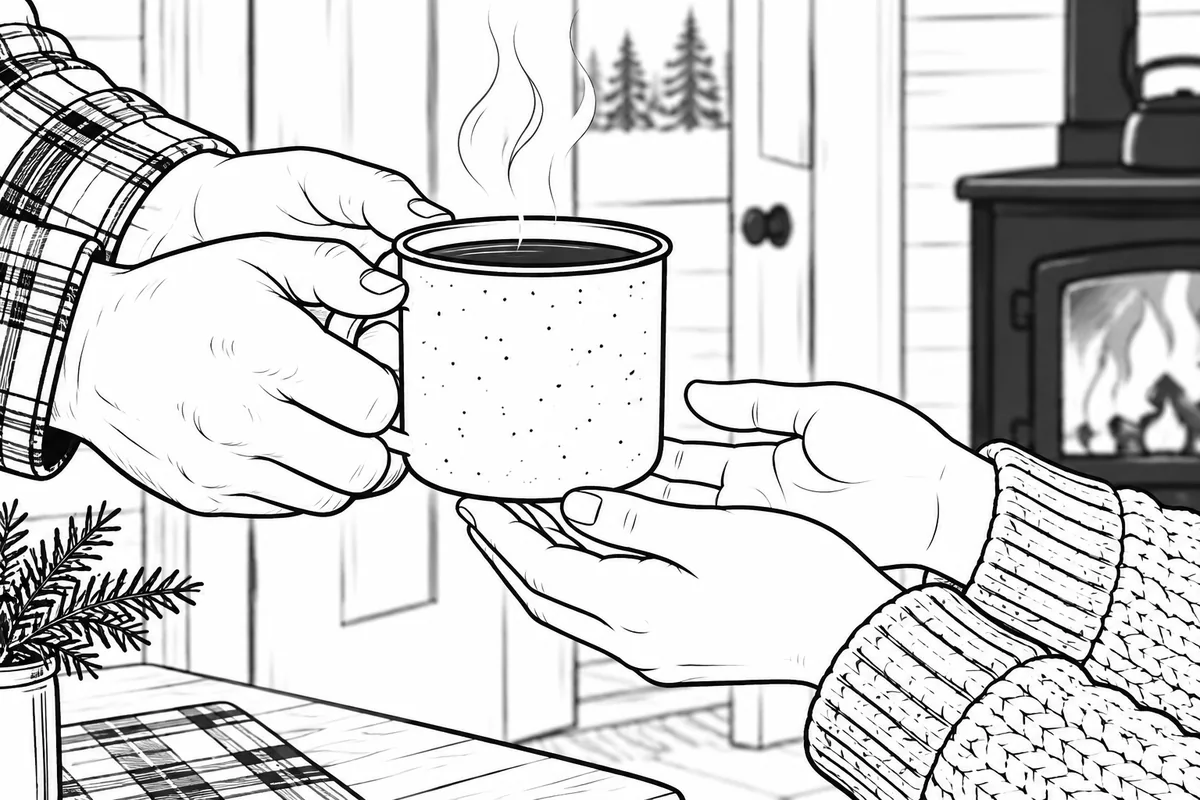 Two people sharing a warm drink